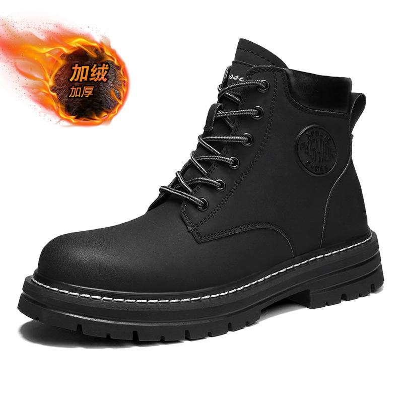 

Martin boots couple popular leather winter velvet rhubarb boots women s high-top casual men s tooling boots Leather shoe size (one size larger than sneakers)