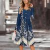 Women's Casual Fashion Sexy Comfortable Sundress Button Long Sleeves With Pockets Floral Print Dress