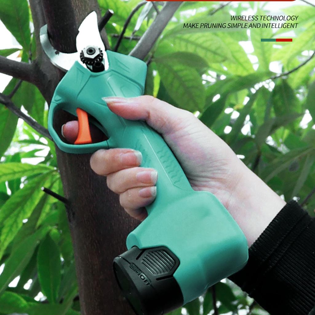 Electric Cordless Pruner Lithium-ion Pruning Shear Efficient Electric Scissors Bonsai Tree Branches Garden Tools Green / Red