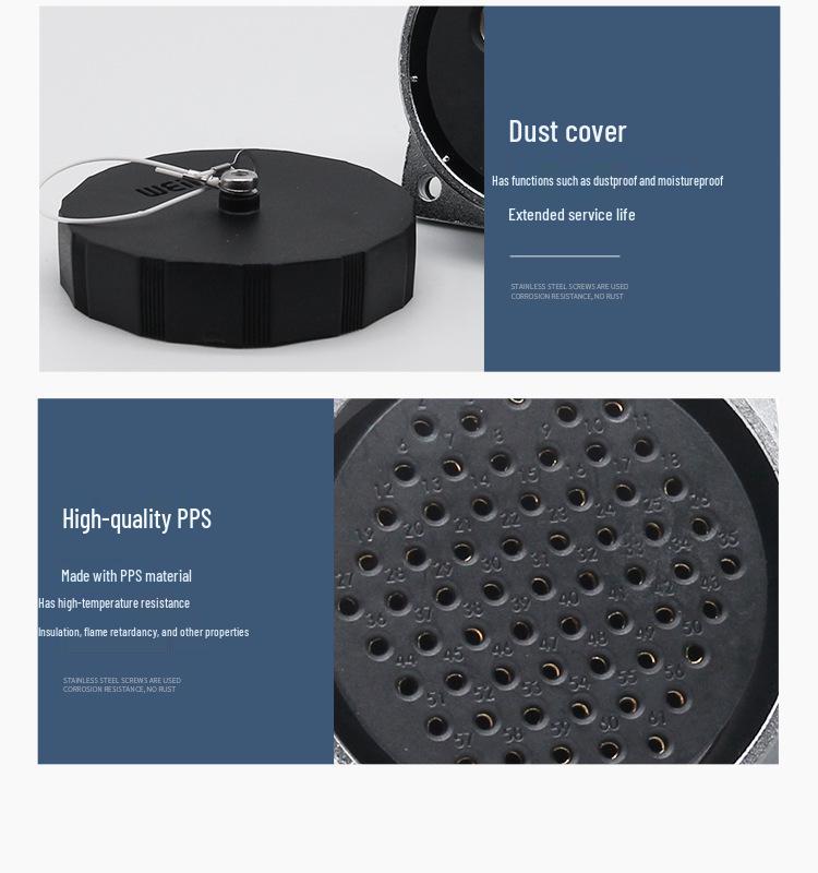 Weipu WS55 Aviation Plug: 4-core, 7-core, 40-core, 53-core, 61-core, Male Plug & TQ Female Square Socket Connector.