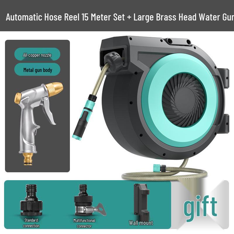Automatischer Wandmontierter Einziehbarer Gartenschlauchaufroller mit Hochdruck-Wasserpistole zum Gießen, Autowaschen und Reinigen des Bodens