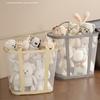 Nylon Mesh Laundry Basket With Handle Breathable Folding Portable Dirty Clothes Organizer Bags Large Capacity Toys Storage Bag