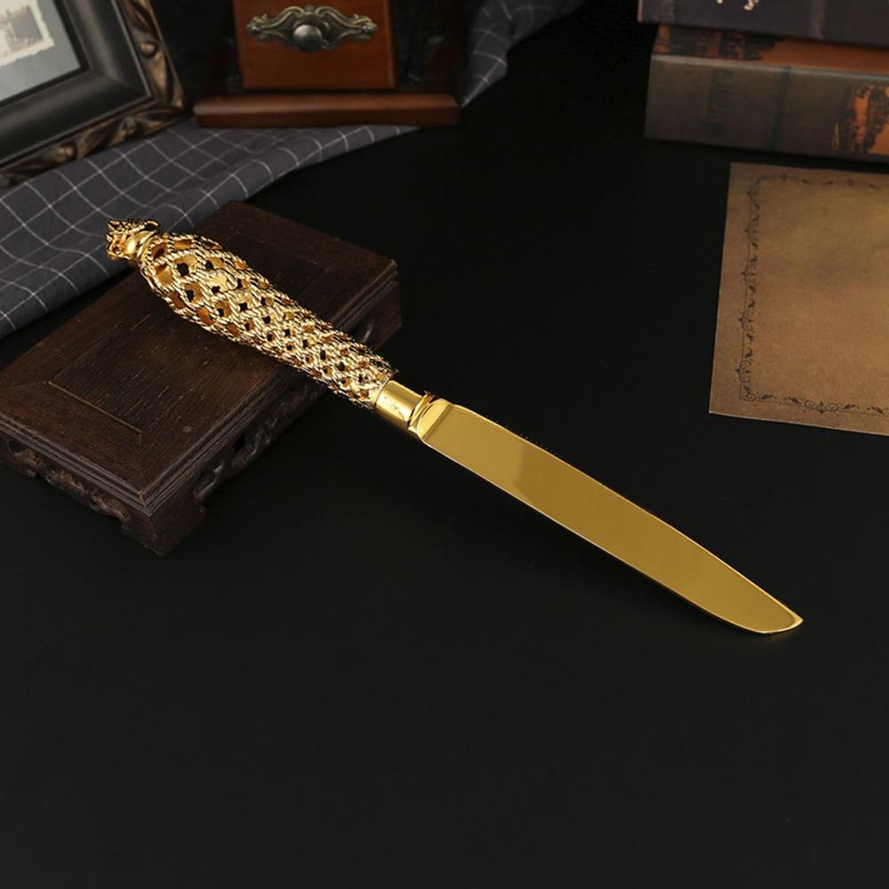 Zinc Alloy Cake Cutter Serving Spatula Non Slip Handle Gold Cake Serving Set Afternoon Tea