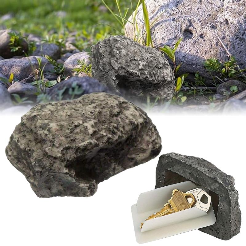Stone Shape Key Holder Plastics Key Storage Box Hider Key Security Safe Simulation Stone Outdoor Courtyard Decor