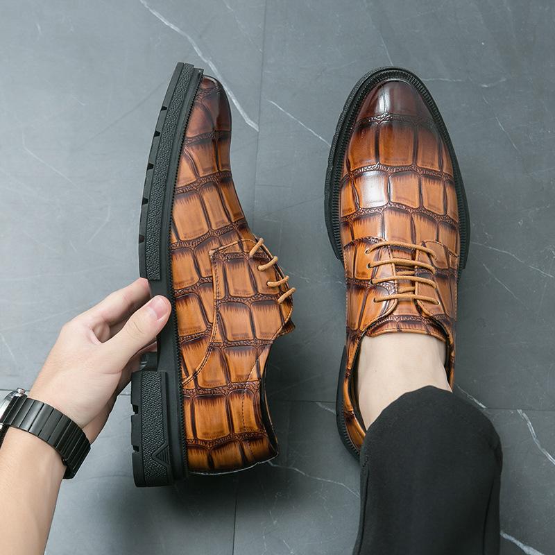 Men's Shoes Autumn and Winter New British Business Dress Casual Shoes Men's Pointed Leather Shoes Hairstyle Leathershoes