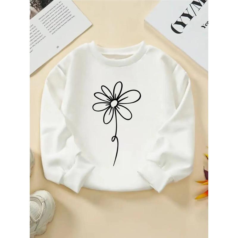 European Sizes Kids' Crewneck Sweatshirt - White Daisy On Teal Background , Sportswear And Casual Wear, Soft And Comfortable, Clothing, Teenagers