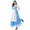 Halloween Princess Belle Cosplay Costume Belle Village Pastoral Dress Blue Maid Dress