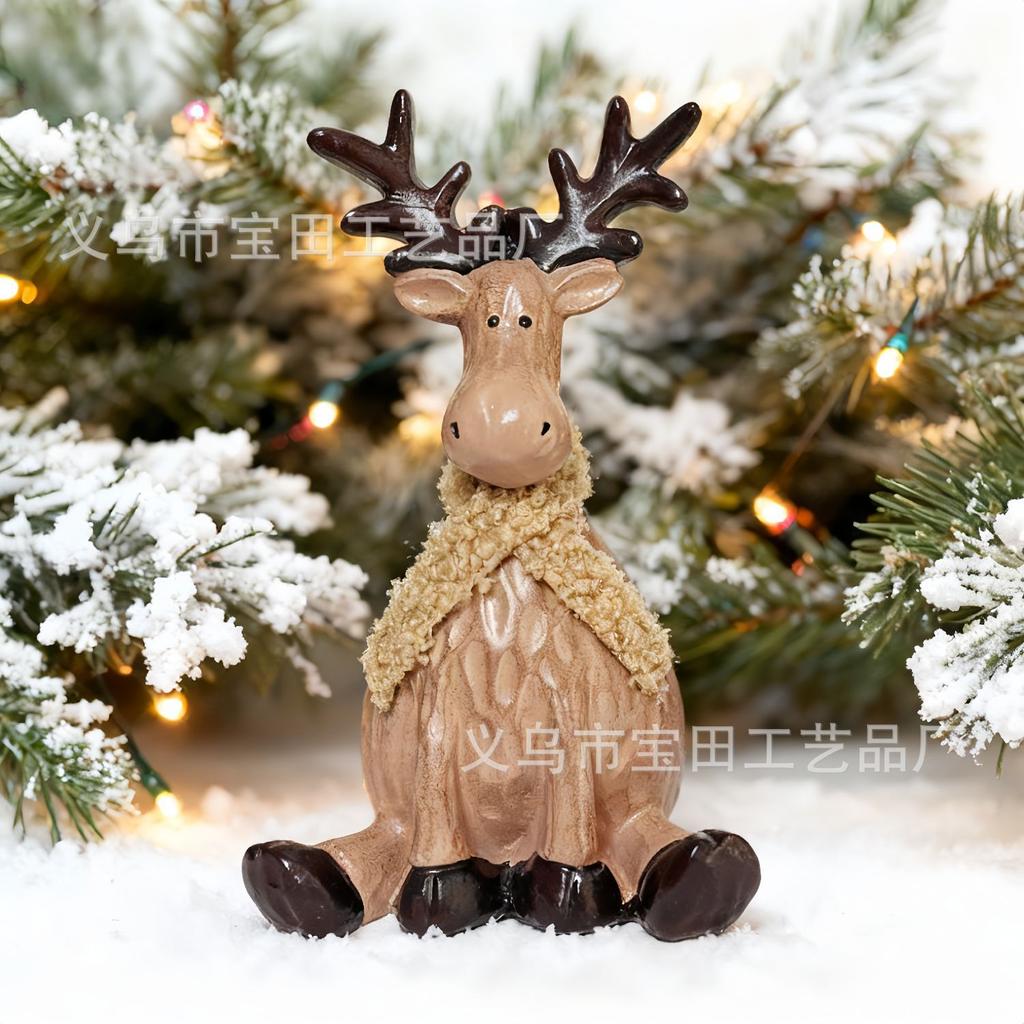Nordic creative fun sitting elk living room desktop home decoration Christmas resin handicraft ornament
