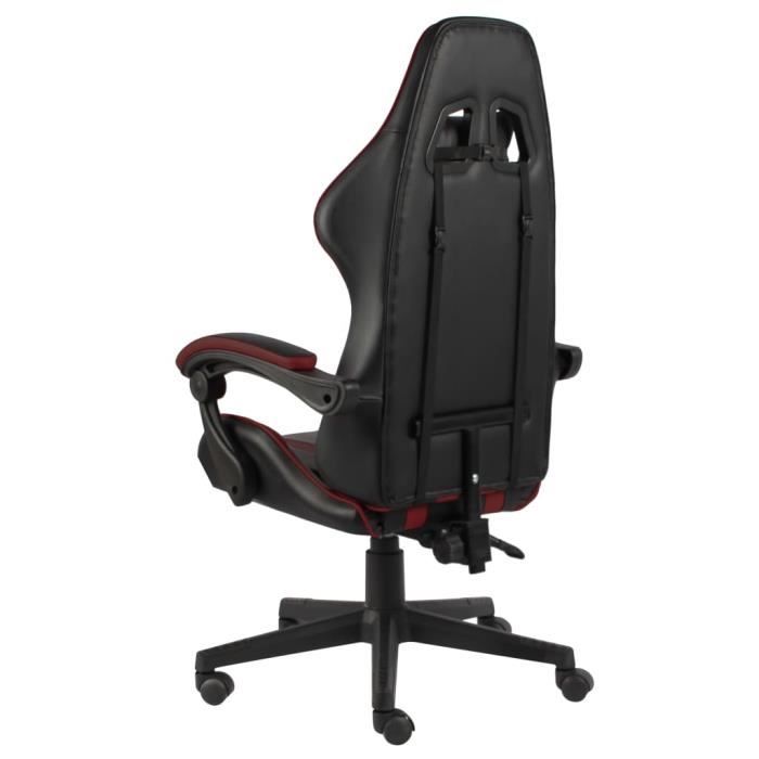 Fauteuil de jeux vidéo - vidaXL - Noir et rouge bordeaux - Similicuir - Hauteur réglable - 360° pivotant