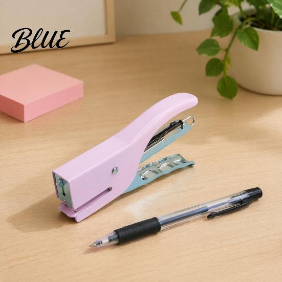 Manual Stapler for Students Mini Handheld Stapler with Ergonomic Curved Design Macaron Receipt Storage Colored Compact Metal Daily Document