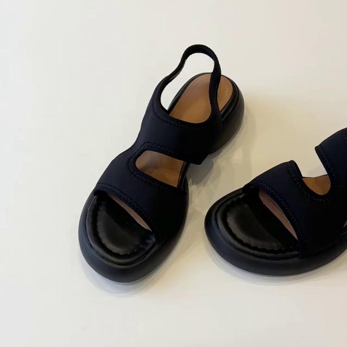 

Lan Cabinet Edition~ Elastic Lycra Roman Sandals Women s Summer New with Skirt Platform Muffin Casual Versatile Soft-soled Shoes 40 чёрный