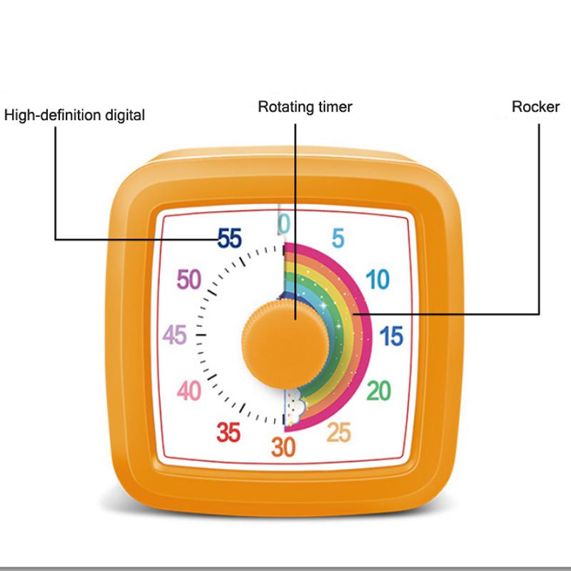 Square Student Timer Learning Reminder Alarm Clock Time Management Desktop Rainbow Countdown Portable Timer