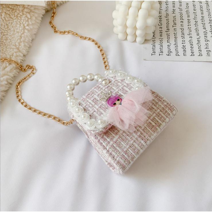 Stylish Mini Girls Crossbody Bag Adorable Pearl Princess Accessory Fashion Design For Kids