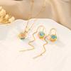 High End Dopamine Cat Eye Ear Thread Tassel Earrings S925 Needle Personality Cube Necklace