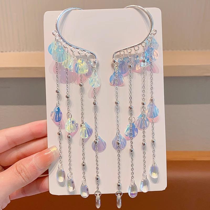 Pearl Headdress Children's Princess Fringed Hairpin Girls Mermaid Hair Accessories Forehead Chain Bow Hairpin