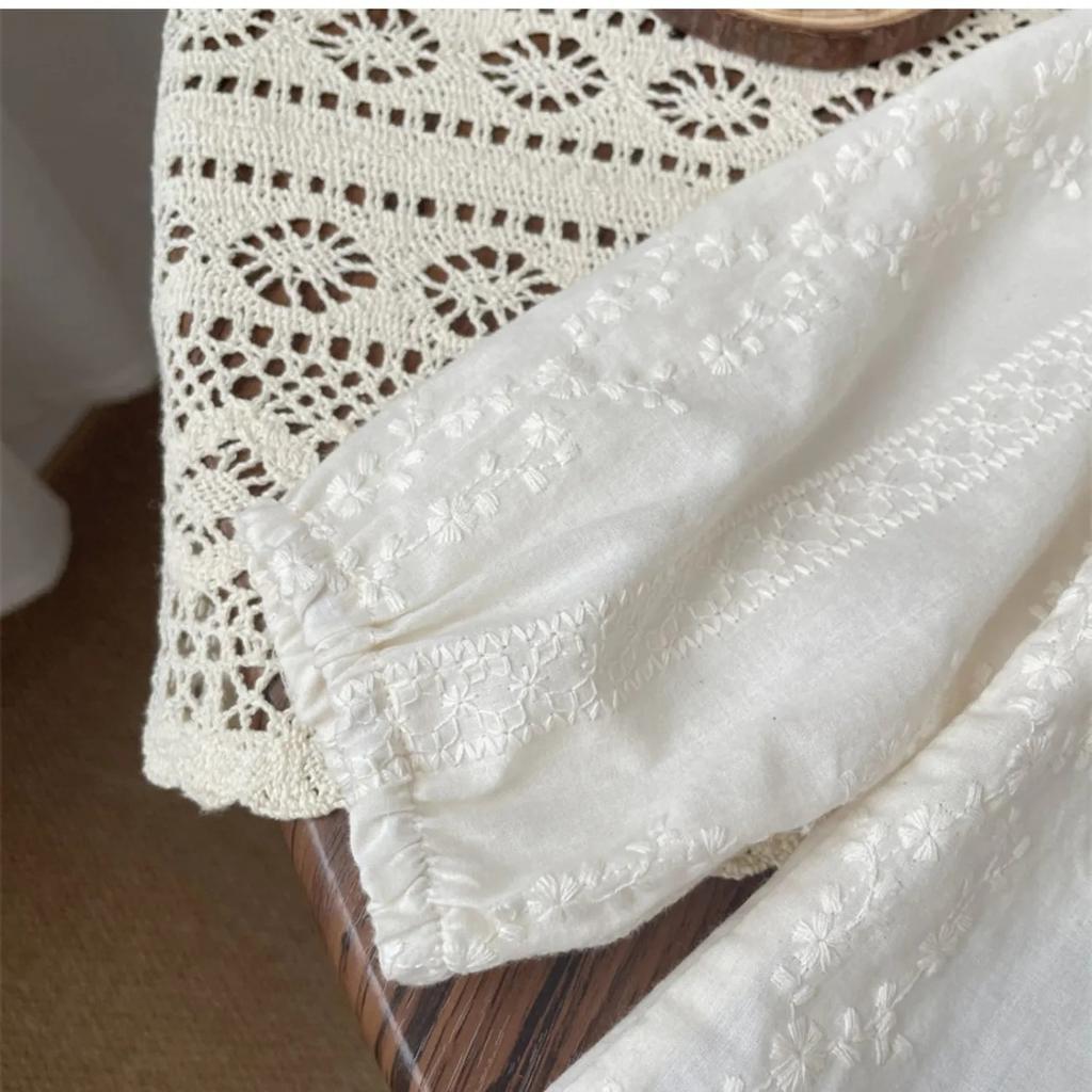 Spring Autumn Girls Lace Collar Long Sleeve Shirt Baby Princess Inner Wear Top Children Blouse