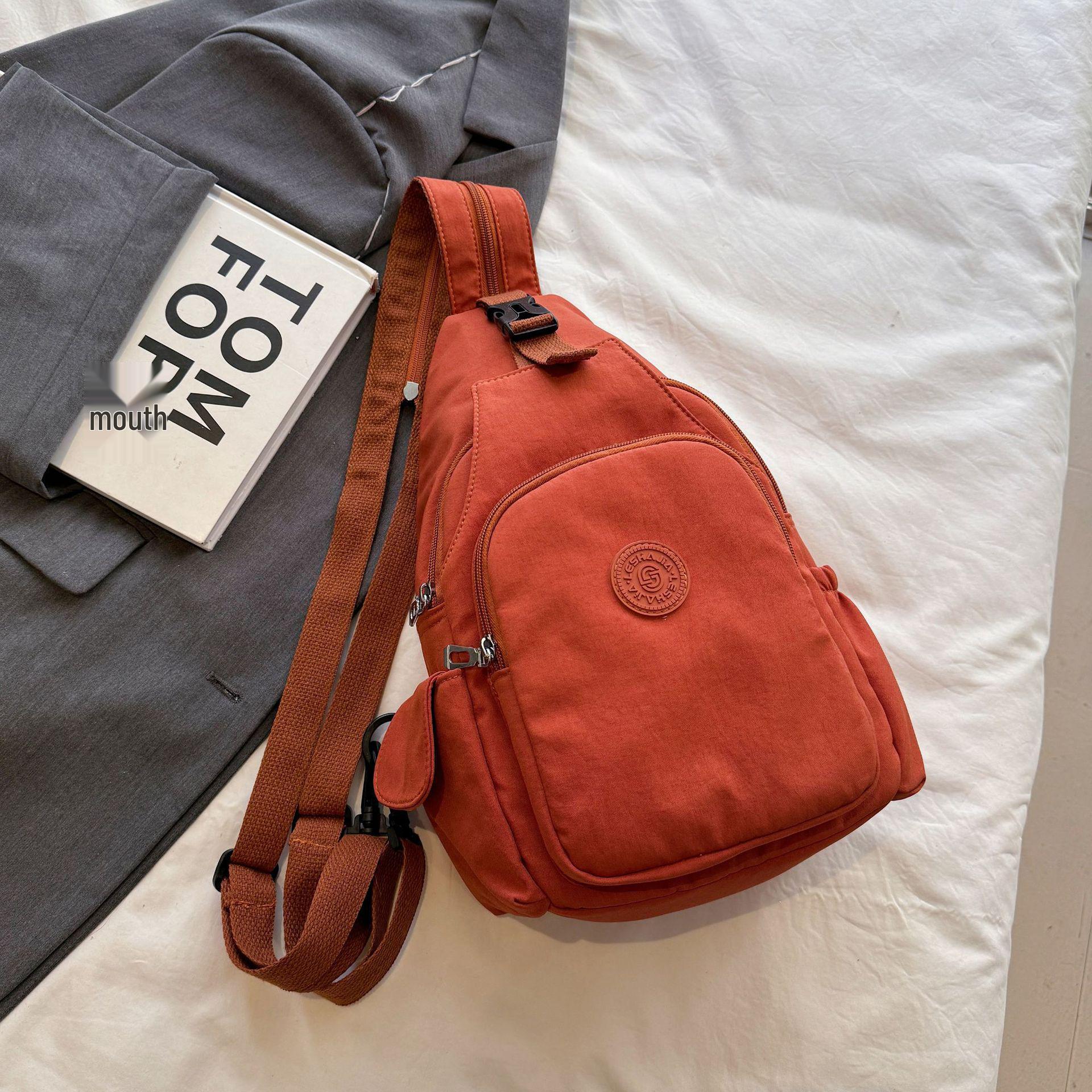 

Женская многофункциональная нейлоновая нагрудная сумка в корейском стиле и водонепроницаемый дорожный рюкзак оранжевый