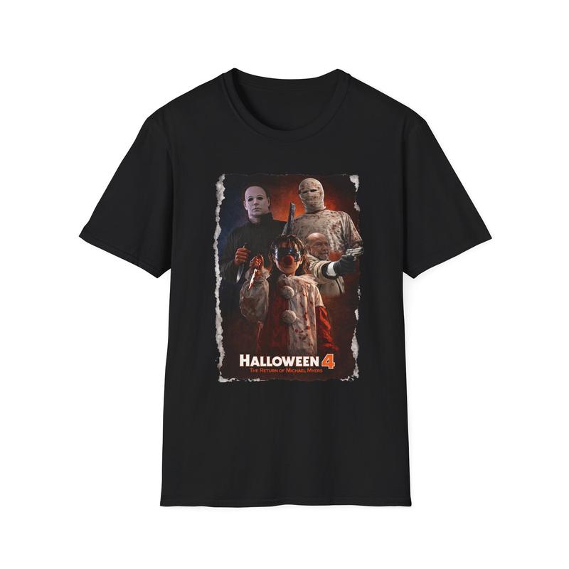 Halloween 4 Movie Poster Unisex T-Shirt| Horror Character Collage XXL