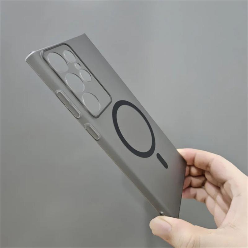 Luxury Slim Matte For Magsafe Magnetic Case for Samsung Galaxy S24 S23 Ultra S22 Plus Wireless Charging Hard PC Translucent Phone Cover