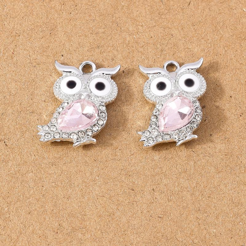 10pcs Cute Animal Charms Crystal Owl Pendants for Jewelry Making DIY Necklace Earrings Bracelet Accessories Supplies