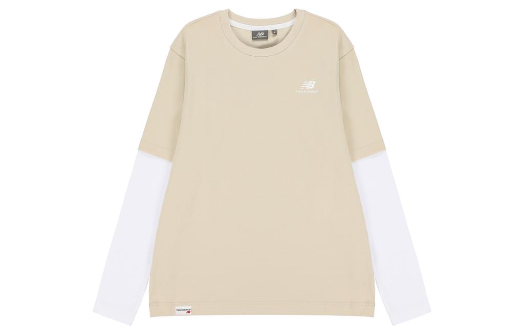 New Balance Contrasting Colors T Shirts Unisex Apricot Crew Neck Moderate Straight Fit 5DC16063-BEI