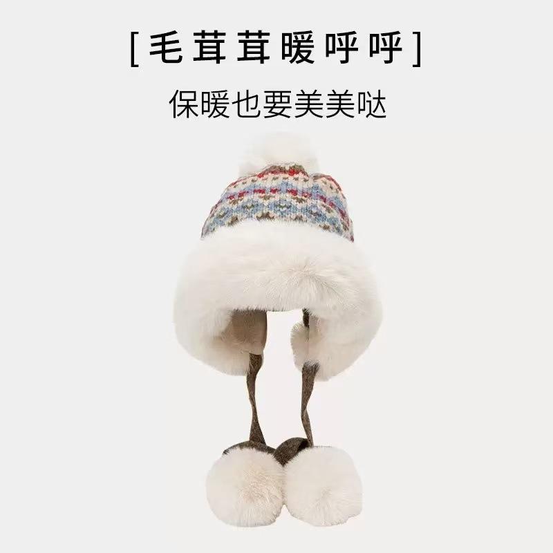 

Зимняя женская бархатная утепленная теплая вязаная шапка монгольская шапка-ушанка шерстяная шапка большой окружности головы One Size синий