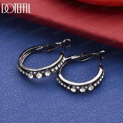 925 Sterling Silver AAA Zirconia Vintage Antique Black Earrings - Beautiful Evening Jewelry