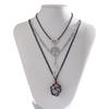 PuRui Vintage Natural Stone Beads Pendent Necklace for Women Crystal Charm Multilayer Rope Choker Neck Chain Zircon Party Girls