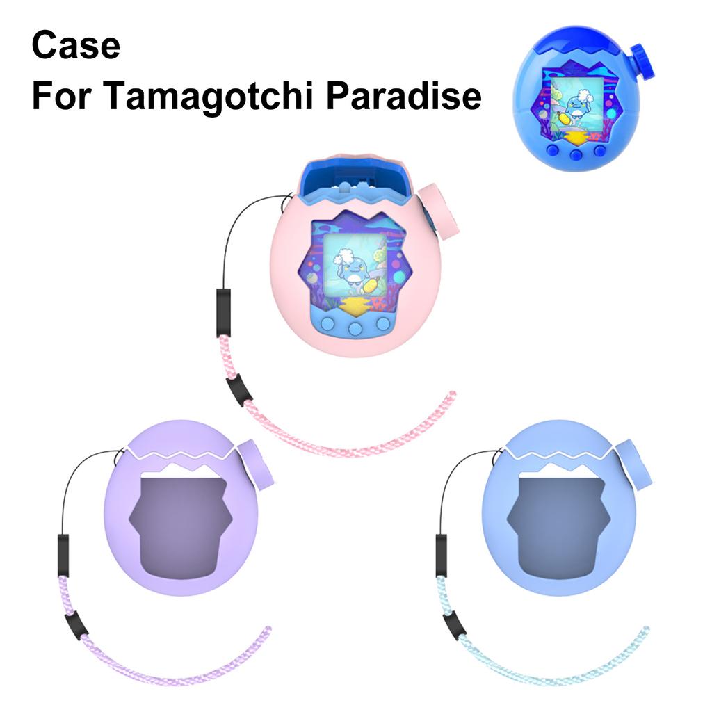 Silicone Cover with Thumb Grips & Lanyard Protective Case Game Console Protective Cover for Tamagotchi Paradise Game Accessories