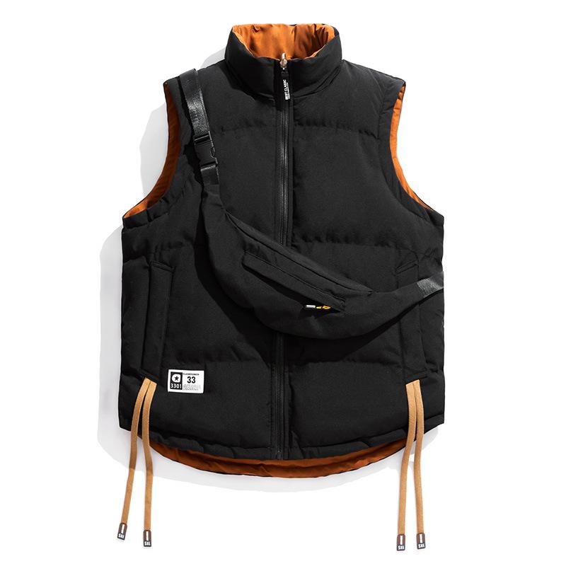 Men's Winter Warm Sleeveless Jacket Outdoor Windproof Full Zipper Padded Vest Coats With Pockets Casual Stand Collar Quilted Vest Jackets for Men