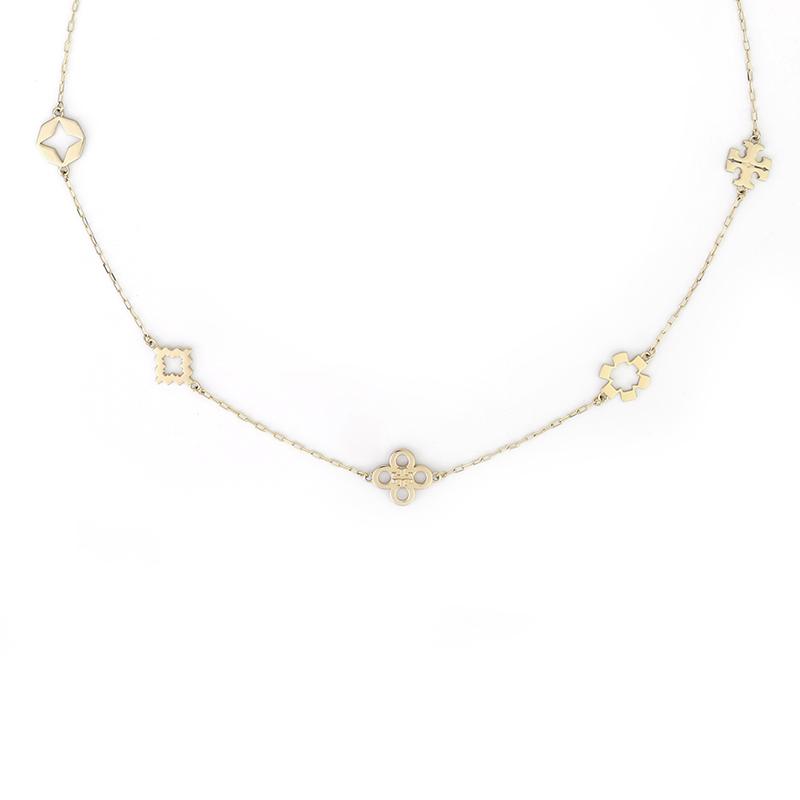 Tory Burch Kiar Floral Pendant Brass Necklace Women necklace Gold 153710 F,Gold