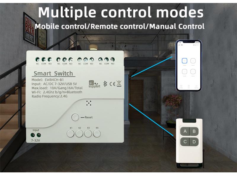 eWeLink Smart WiFi & Bluetooth Remote Relay Switch Module with Jog/Interlock Control