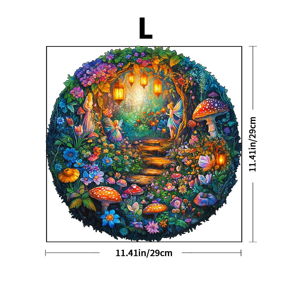Wooden Puzzles For Adults - Magic Mushroom Puzzle, Unique Shape Puzzle, Flat Puzzle With 3D Visual Effect, Mystery Forest Wooden