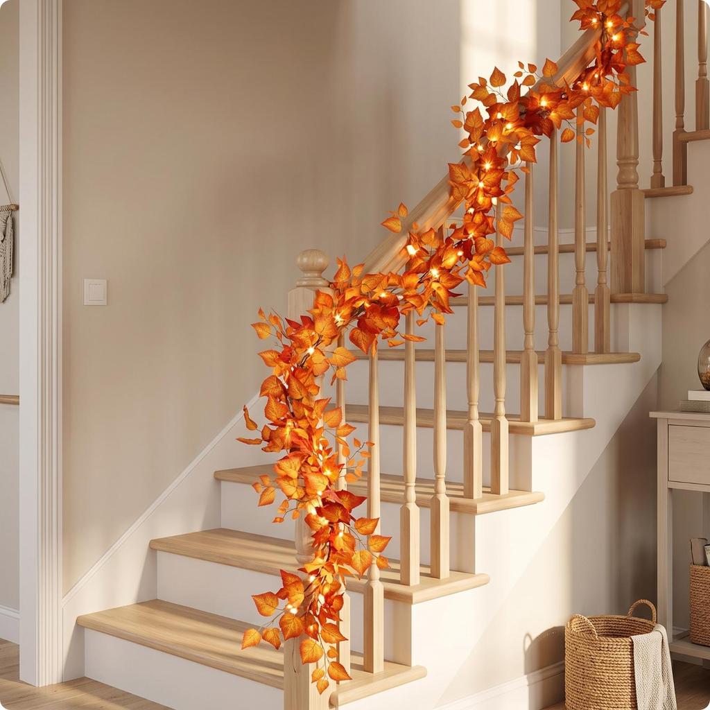 Fall Maple Leaf Garland Thanksgiving Harvest Artificial