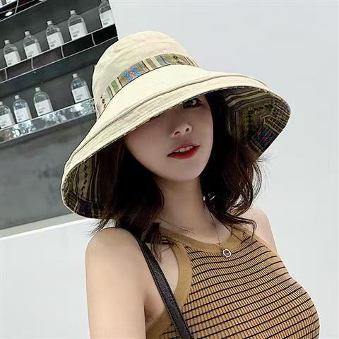 

Hat women s sunshade sunscreen outdoor bucket hat new sun hat fashion summer sunscreen hat women s wholesale One size fits all бежевий