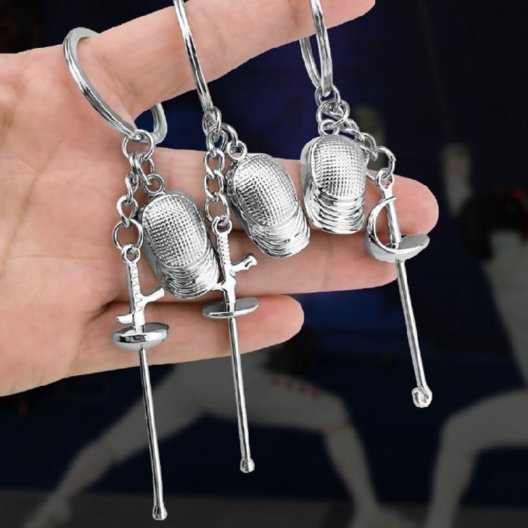 Pocket Sized Collectible Metal Keyring Pendant Handmade Zinc Alloy Keychain Bag Ornament for Fencing Sport Admirers