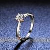 S925 Sterling Silver Four-Prong Gold Diamond Ring with 0.50ct Moissanite for Women - Luxurious High-End Feel