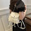 Cute Small Backpack Pu Leather Pu Bucket Bag Sweet Rhombic Lattice Chain Shoulder Bag  Girl