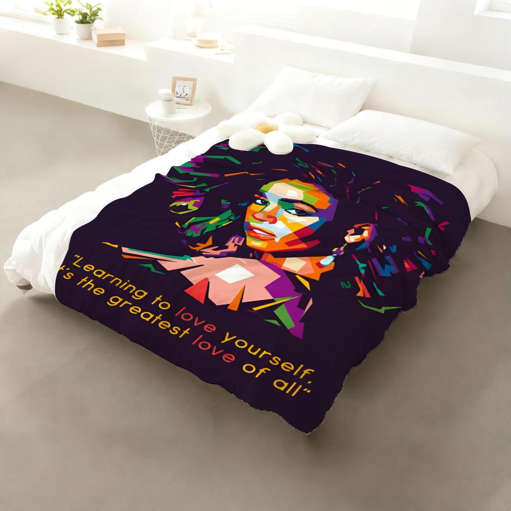Whitney Houston Throw Flannel Throw Blanket: Soft Kid-Friendly Warm Anti-Static All Season Washable Couch Bed Home