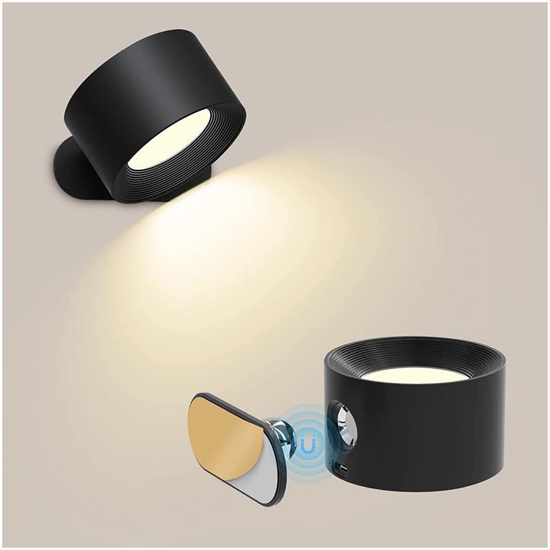 360° Rotating LED Wall Light: Rechargeable, Portable Touch-Control for Bedside Reading & Magnetic Cabinet Use.