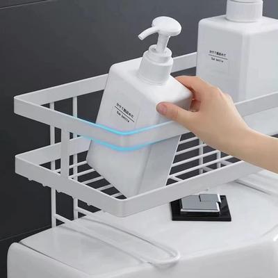 1Pcs Durable Non Perforated Toilet Storage Rack Single Layer Metal Bathroom Shelf Multifunctional Shampoo Tray
