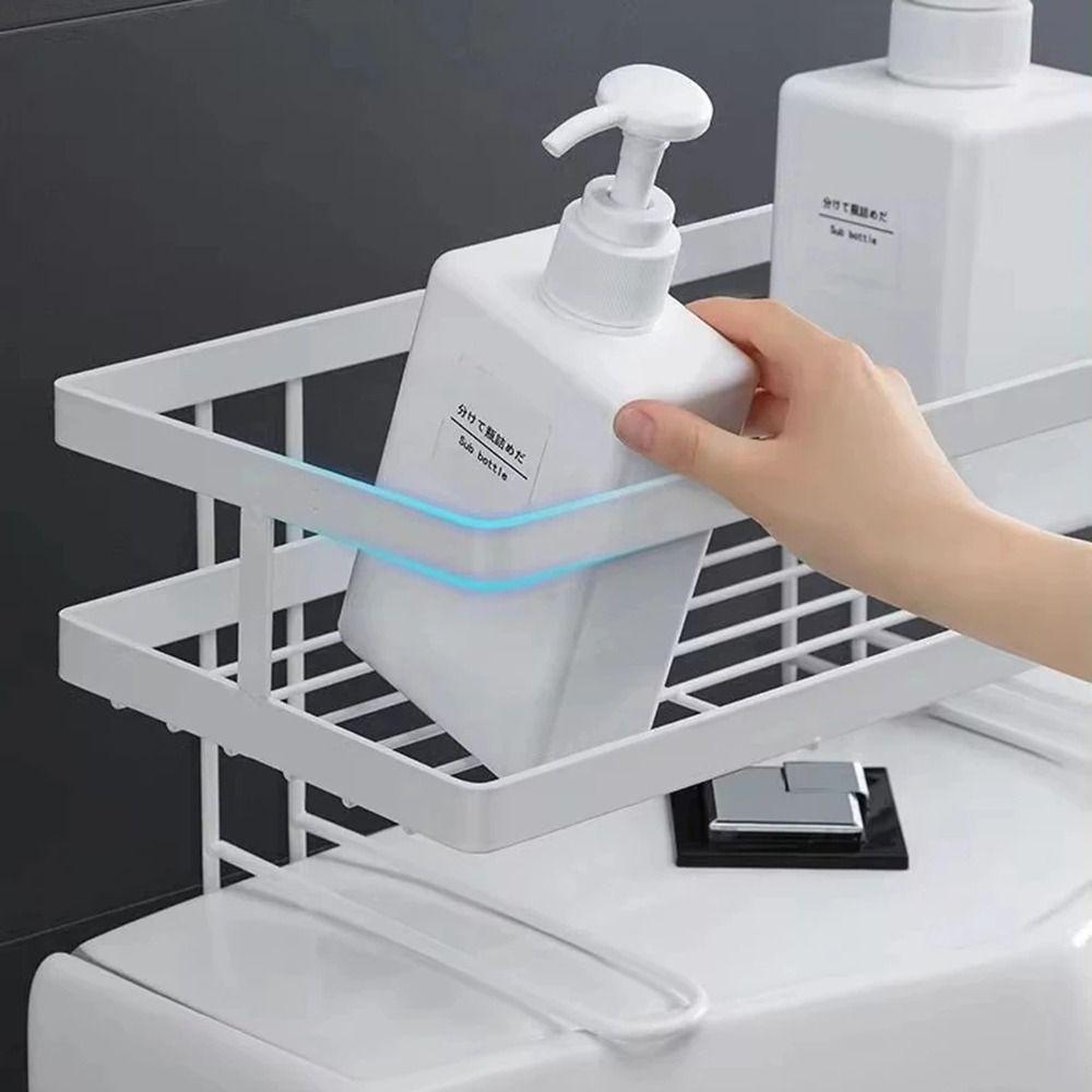1Pcs Non Perforated Toilet Storage Rack Single Layer Shampoo Tray Durable Bathroom Shelf