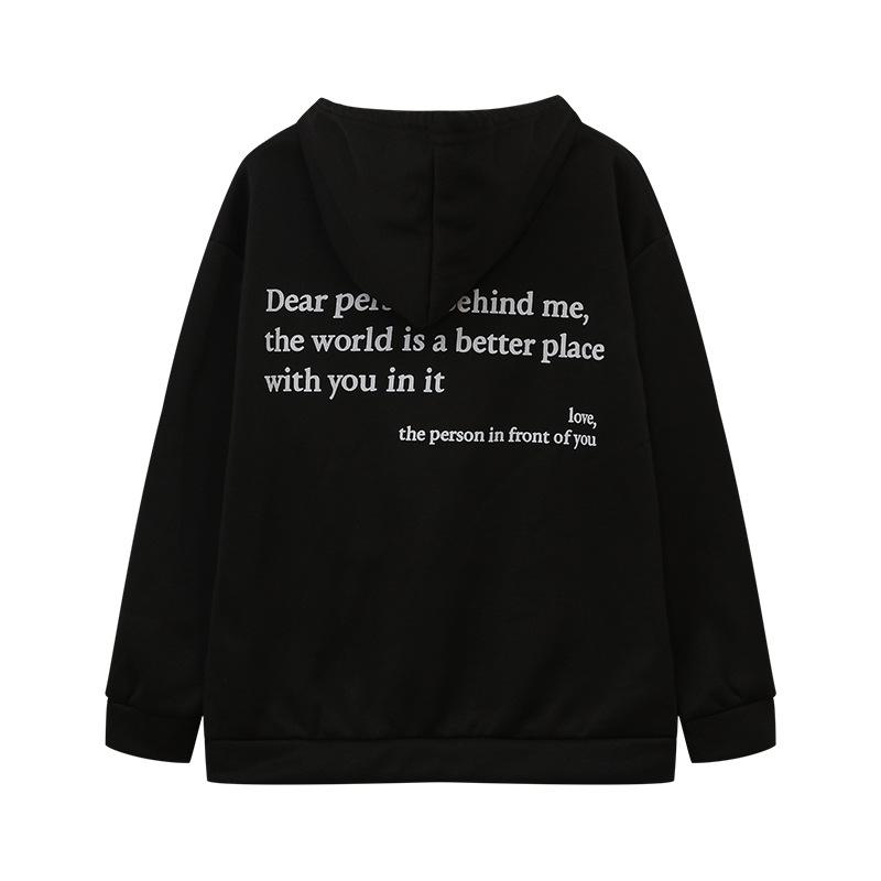 2023 Women's Fleece-Lined Hoodie with Letter Print & Kangaroo Pocket