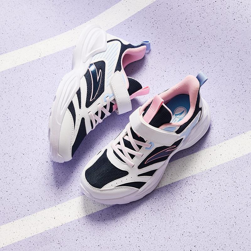 Anta Comfortable Casual Versatile Lightweight Shock Absorbing Low Top Kids Running Shoes Kids Sneakers White New-Ink-Blue Pink A22435522-2
