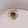 Heart-Shaped Purple Gemstone Gold Pendant Necklace with Diamonds