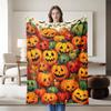 1 Piece Halloween Pumpkin Theme, Orange and Green Flannel Blanket, Soft, Suitable for Sofa, Bed, Office, All-season Use.