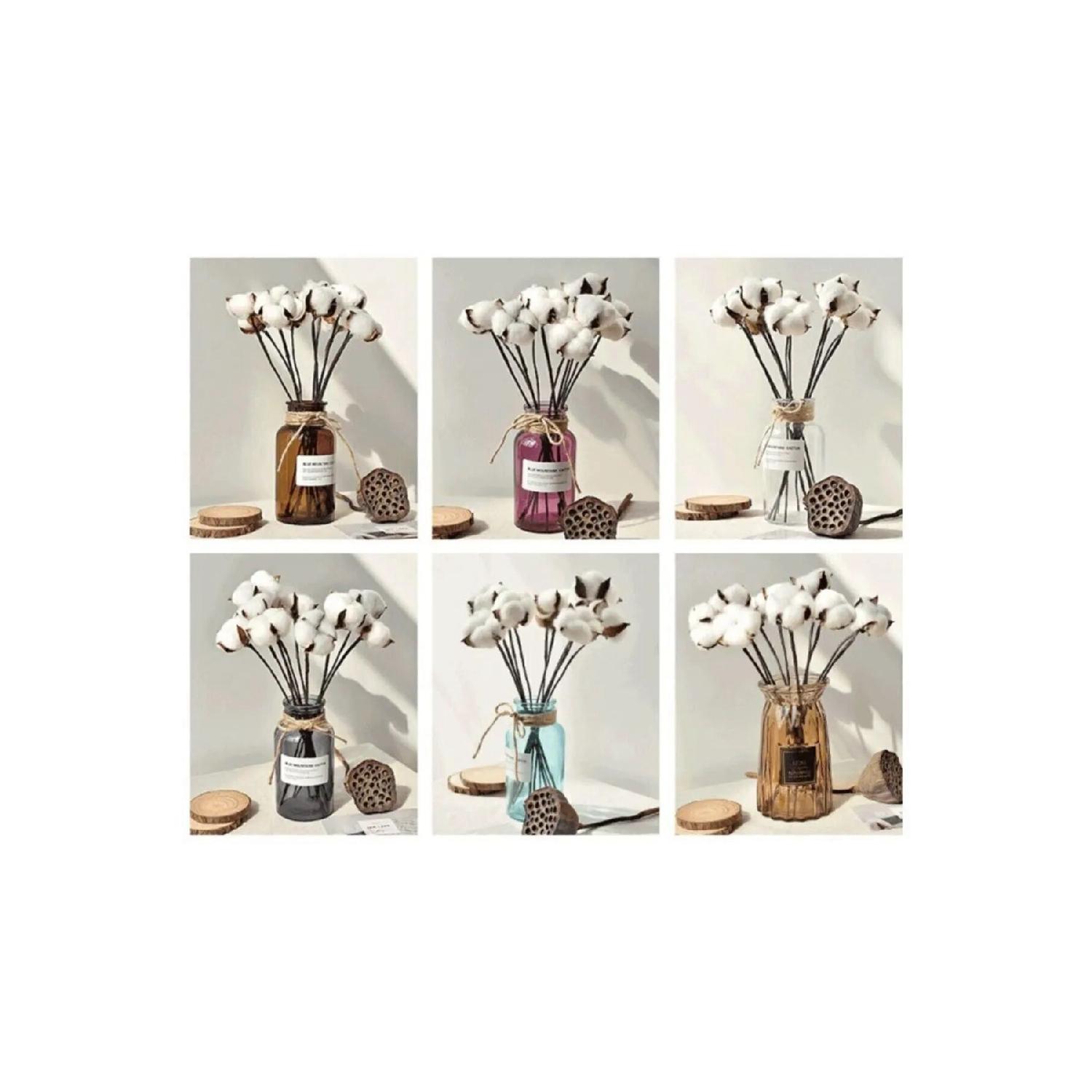 

White Natural Cotton Branches 10pcs (without Vase) белый