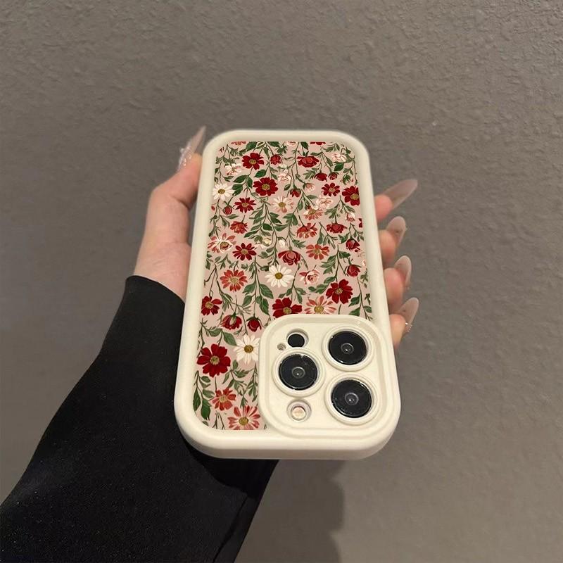 Phone Case Vintage Wine Red Floral Pattern For iPhone 17 16 15 14 13 12 11 Pro Max XS XR X 7 8 Plus 16E 17 Air 13 Mini TPU Cover