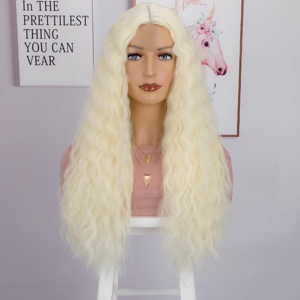 Wig Hand Woven Lace Synthetic Headband Small Medium Split Long Curly Hair Deep Wave Wigs