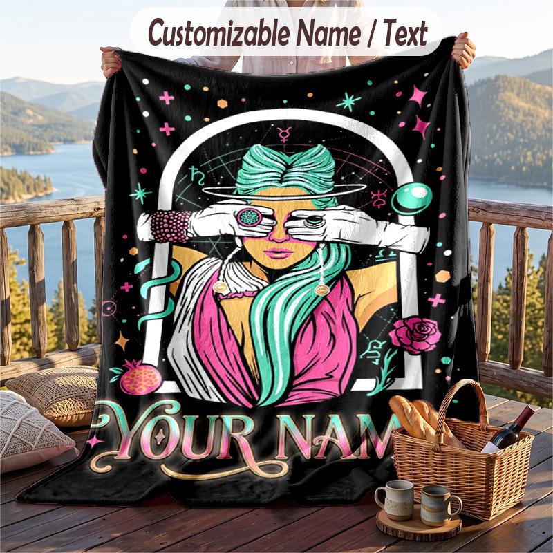 Coperta in Flanella Personalizzata, Nome Stampato Personalizzato Lady Gaga, Morbida Coperta Peluche per Uso Domestico